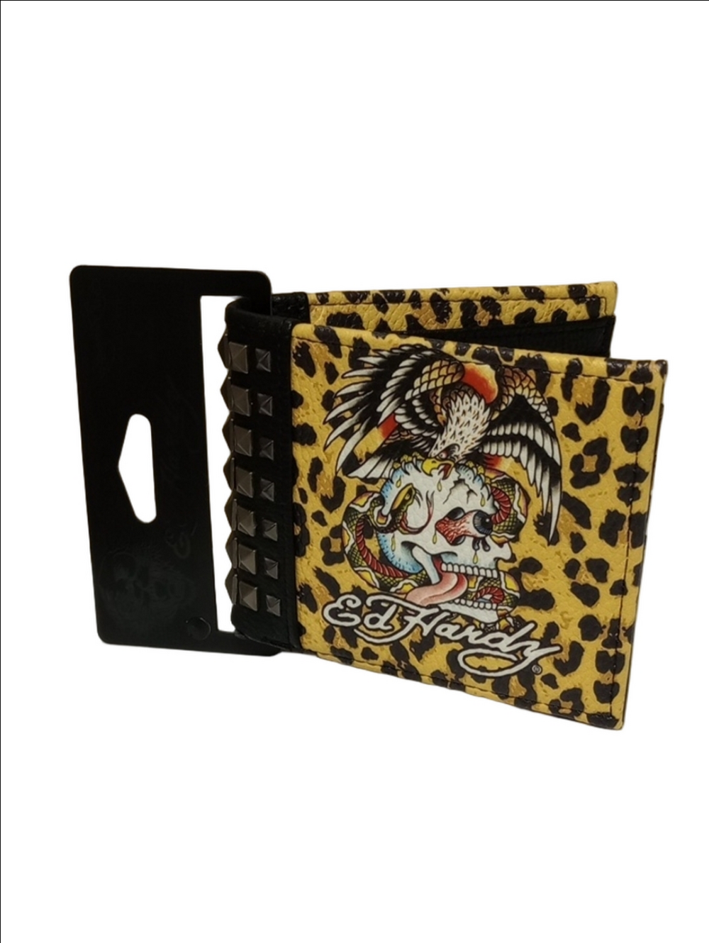 🆕💀 ED HARDY SKULL TATTOO LEOPARD PRINT STUDDED WALLET 🦅